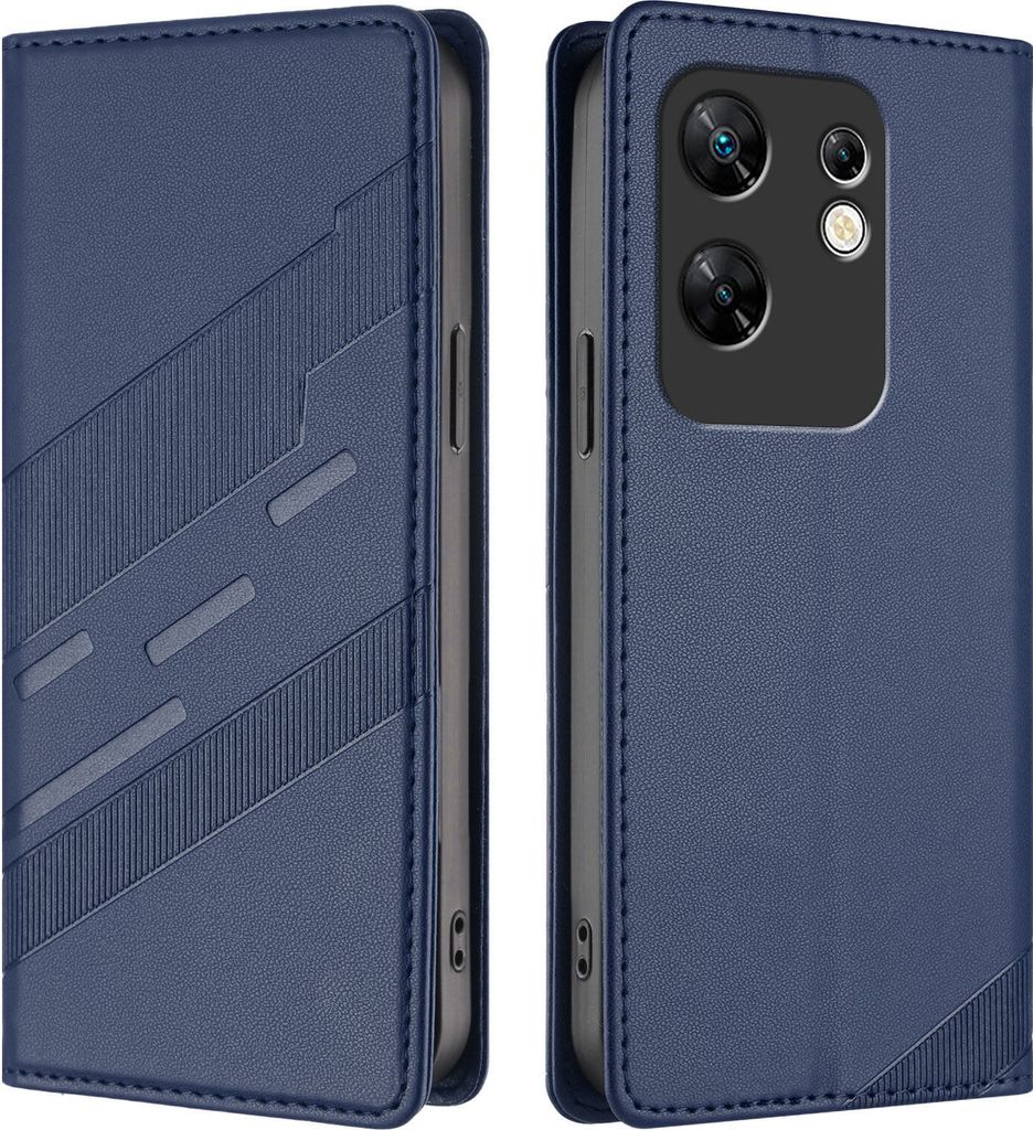 Hülle für Infinix Zero 30 4G, Kunstleder Brieftaschen Handyhülle mit Kartenfach und Standfunktion Blau