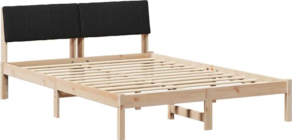 vidaXL Bettgestell Braun und Schwarz 140 x 190 cm Massivholz Kiefer