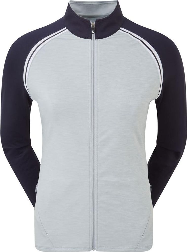 Footjoy Golfjersey aus French Terry mit durchgehendem Reißverschluss, Damen, Grau