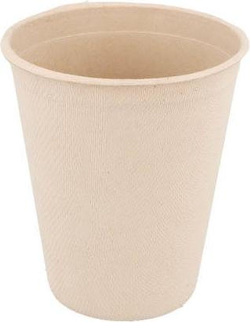 Zuckerrohrbecher 260 ml, Durchmesser 80 mm, 50 Stück.
