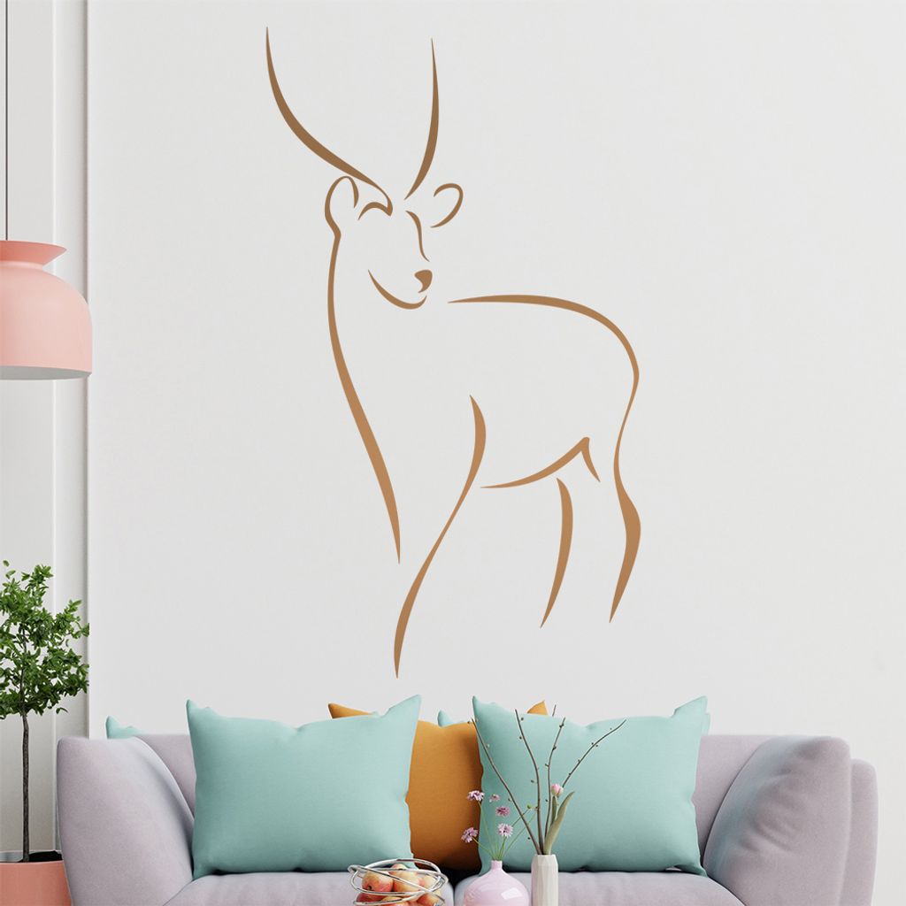 Antilope Linien Wandtattoo in 6 Größen - Wandaufkleber Wall Sticker - Dekoration, Küche, Wohnzimmer, Schlafzimmer, Badezimmer