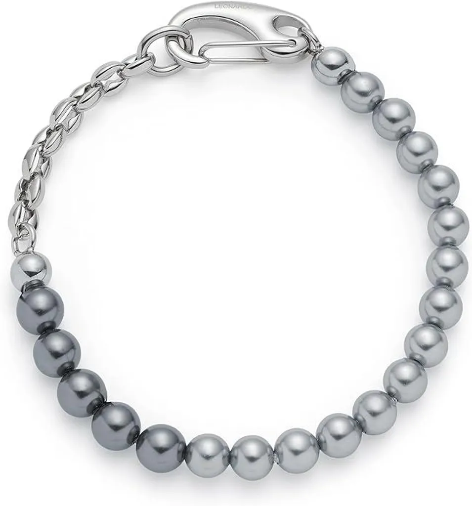 Bracelet Chic pour Soirée en Acier et Perles Grises Dominique 19,5cm