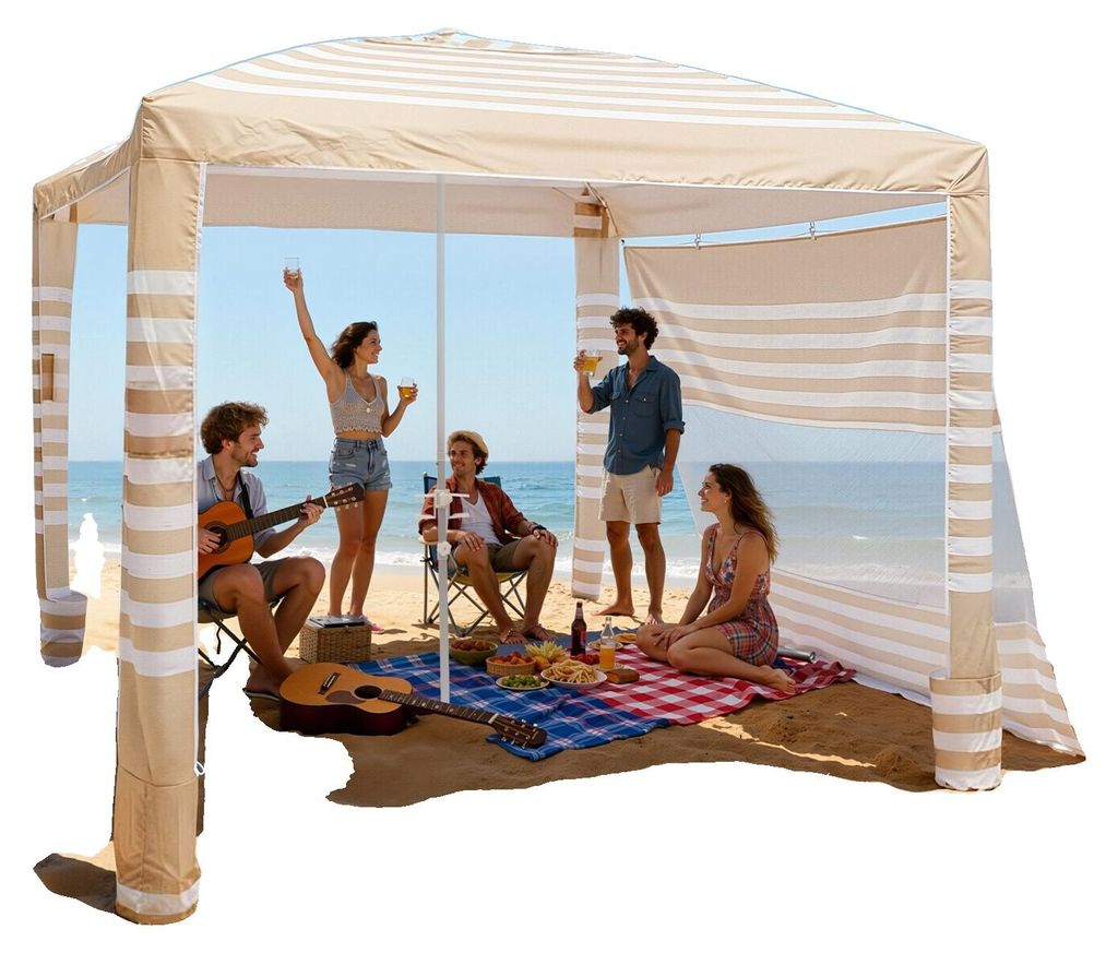 VEVOR, Cabaña de playa, 2,4 x 2,4 metros, con pared Imagen del producto 