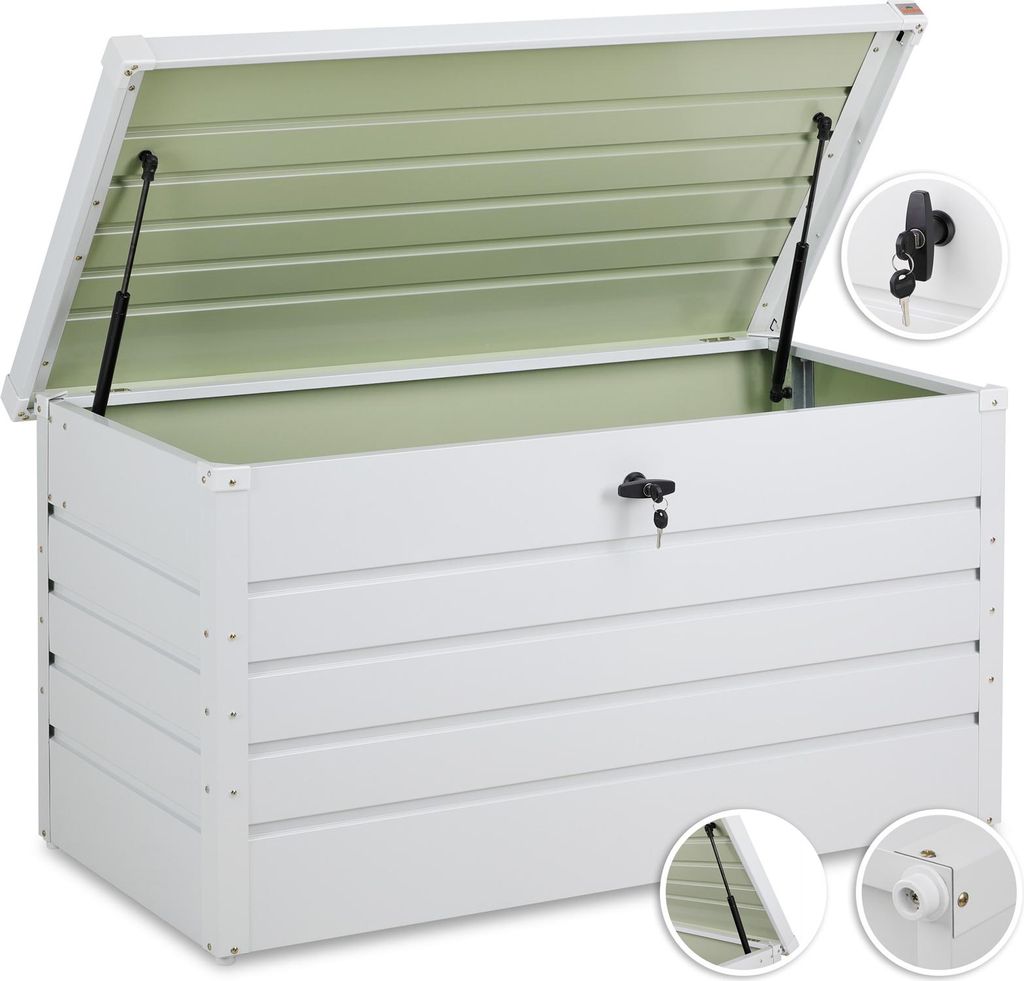 GARDEBRUK® Coffre de rangement en métal Blanc 120x62 cm 385 Image du produit 