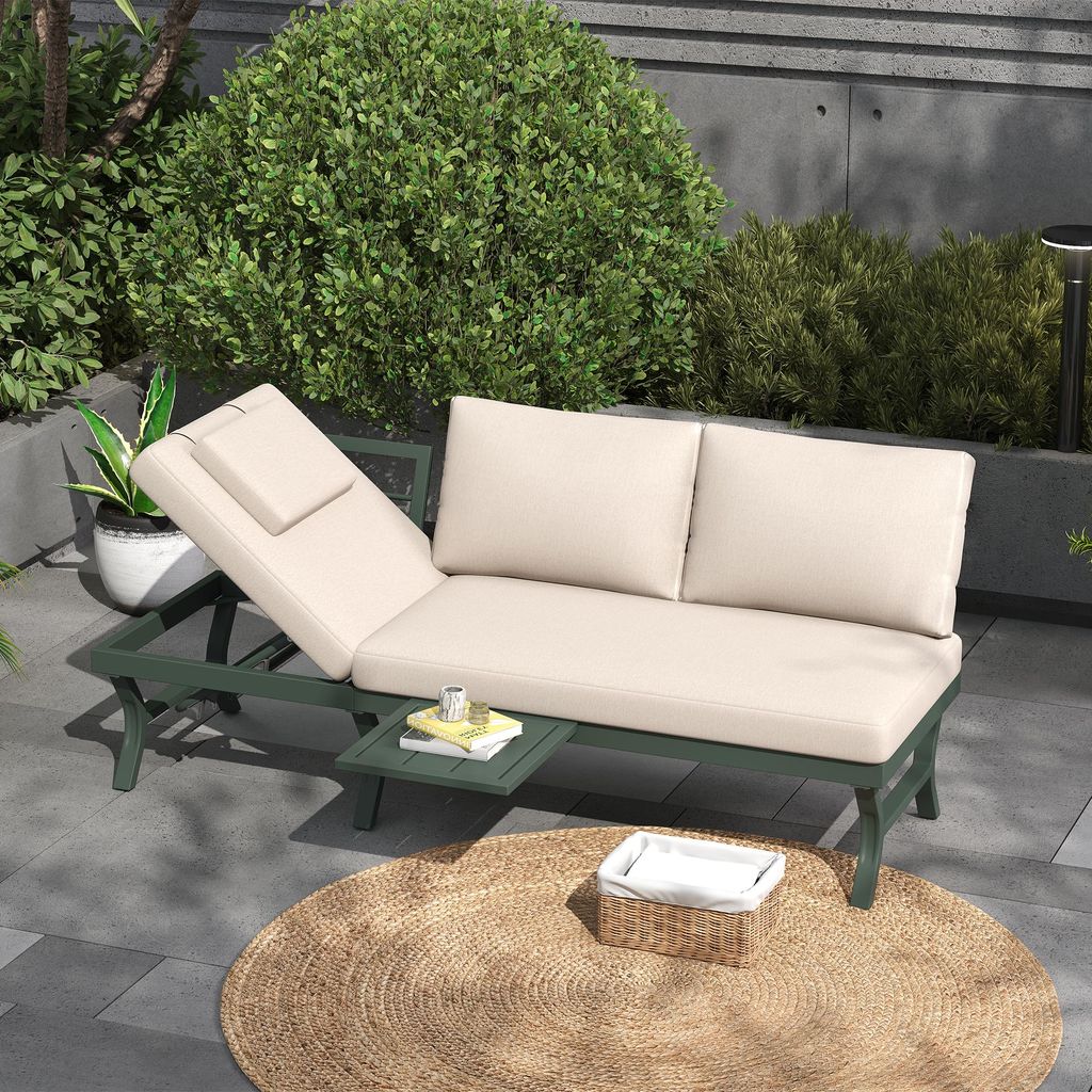Gartenmöbel-Set 3-Sitzer Outdoorsofa ,5-stufig neigbar bis 55°,verzinktes Stahlrohr,flexibel positionierbarer Tisch,wetterfest & stabil für Terr...