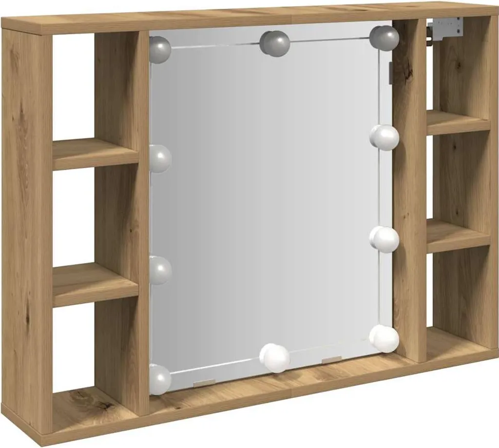Solution rangement salle de bain : Armoire miroir LED Chêne 76 cm - vidaXL