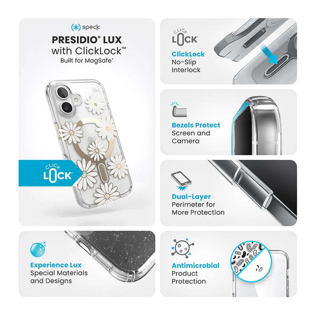 Étui de Protection iPhone 16 MagSafe Speck Presidio Lux Fleurs et Or - 8