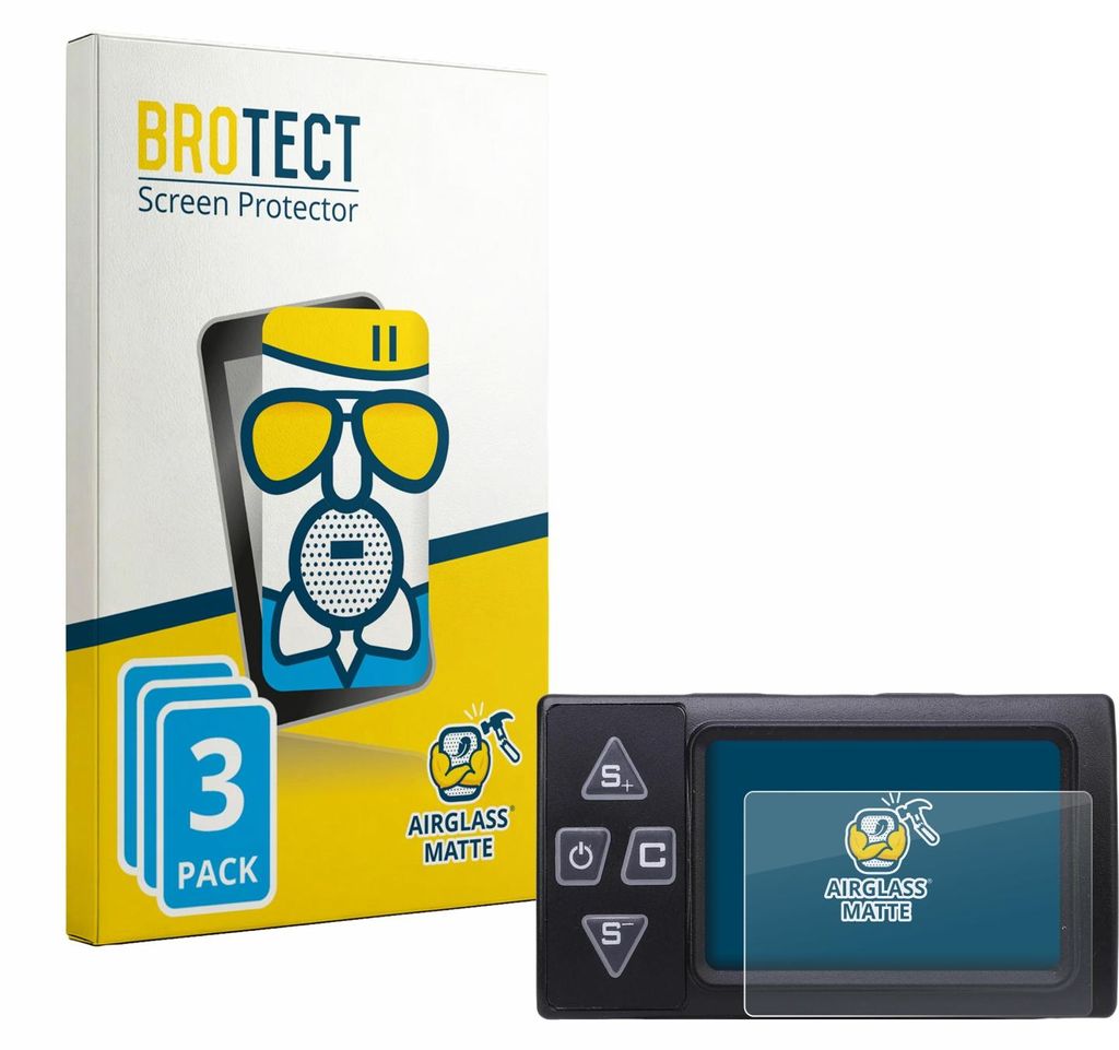 3x BROTECT Entspiegelungs Schutzglas für Buachois Bike Computer Schutzfolie Panzer Folie Glas Display Schutz matt