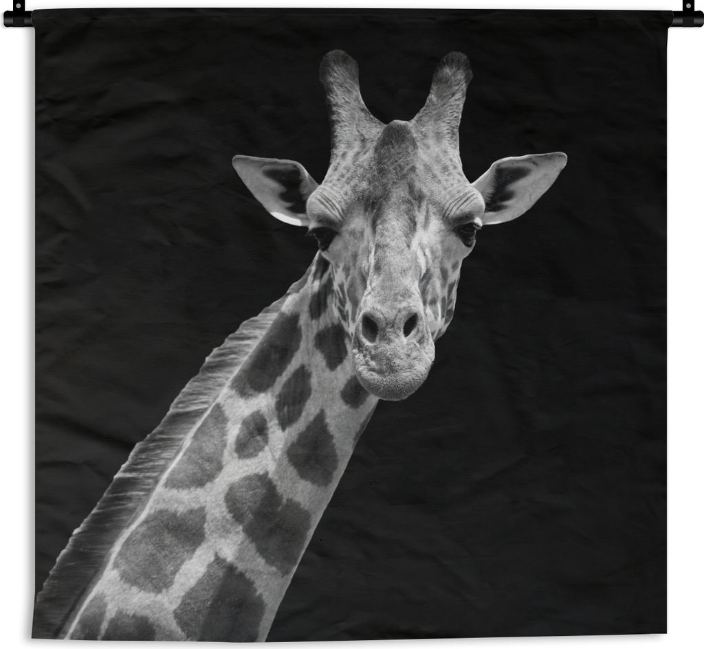 MuchoWow Wandteppich Wandbehang Giraffe - Wildtiere - Schwarz-Weiß - Porträt 150x150 cm Tapisserie Dekoration Wandtuch - Wohnaccessoires - Mode...