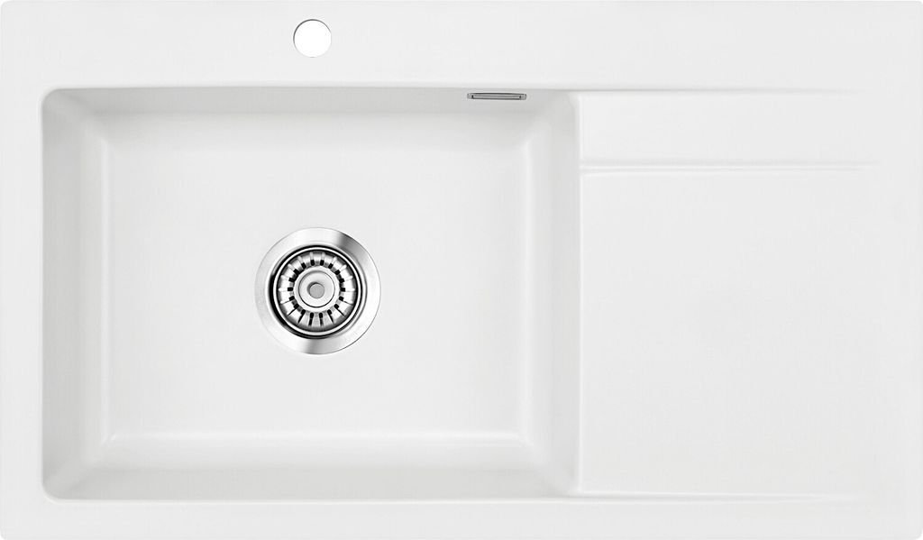 Spüle KeraDomo STEMA 86 SL in POLAR Becken links mit Handbetätigung / Systemceram