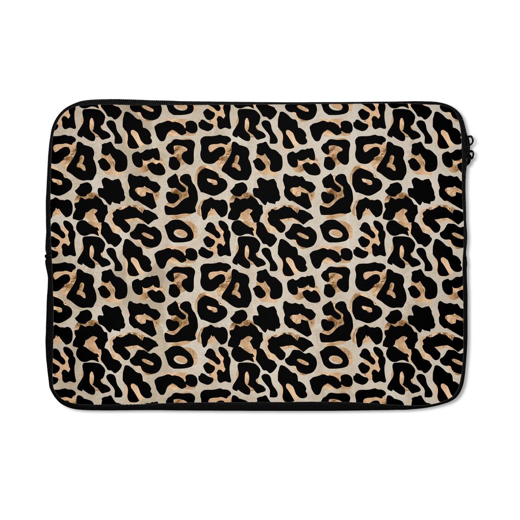 MuchoWow Laptop Hülle 13 Zoll Tierprint - Panther - Schwarz - Luxus Laptoptasche - Laptophülle - Sleeve - Rundumschutz