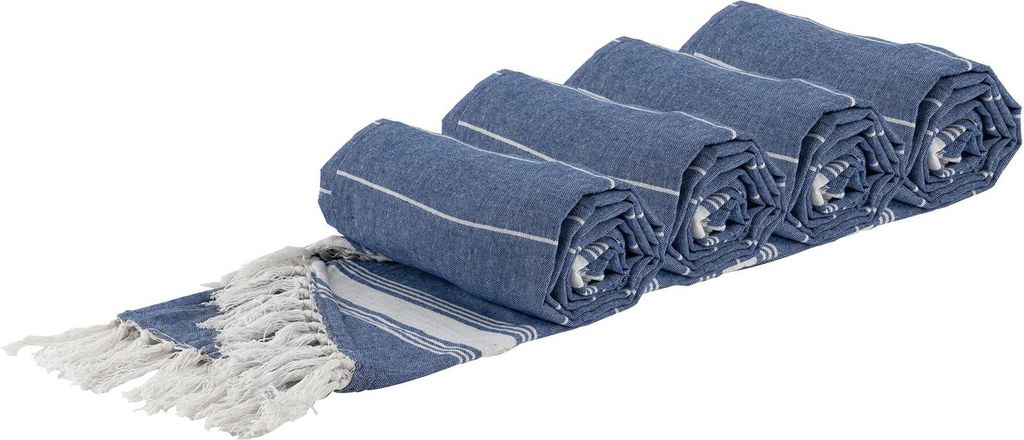 Rundes türkisches Strandbadetuch aus 100 % Baumwolle, groß, leicht, 190 cm, Marineblau, 4 Stück