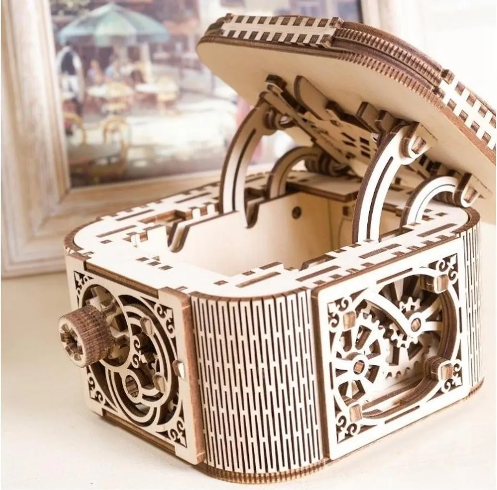 Coffre au Trésor Puzzle 3D en Bois avec Serrure à Code Mécanique - 14