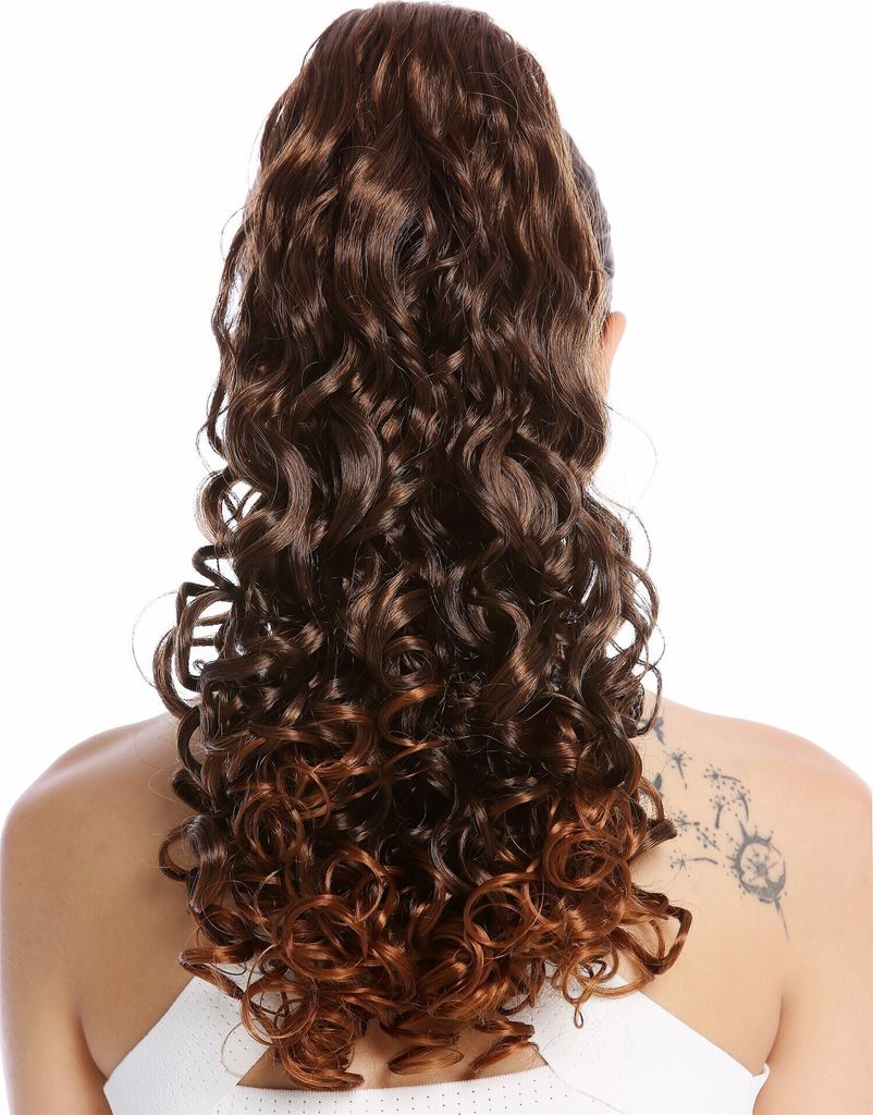 WIG ME UP Zopf Pferdeschwanz Voluminös Locken Kastanie Braun 19AXL-V-2T30