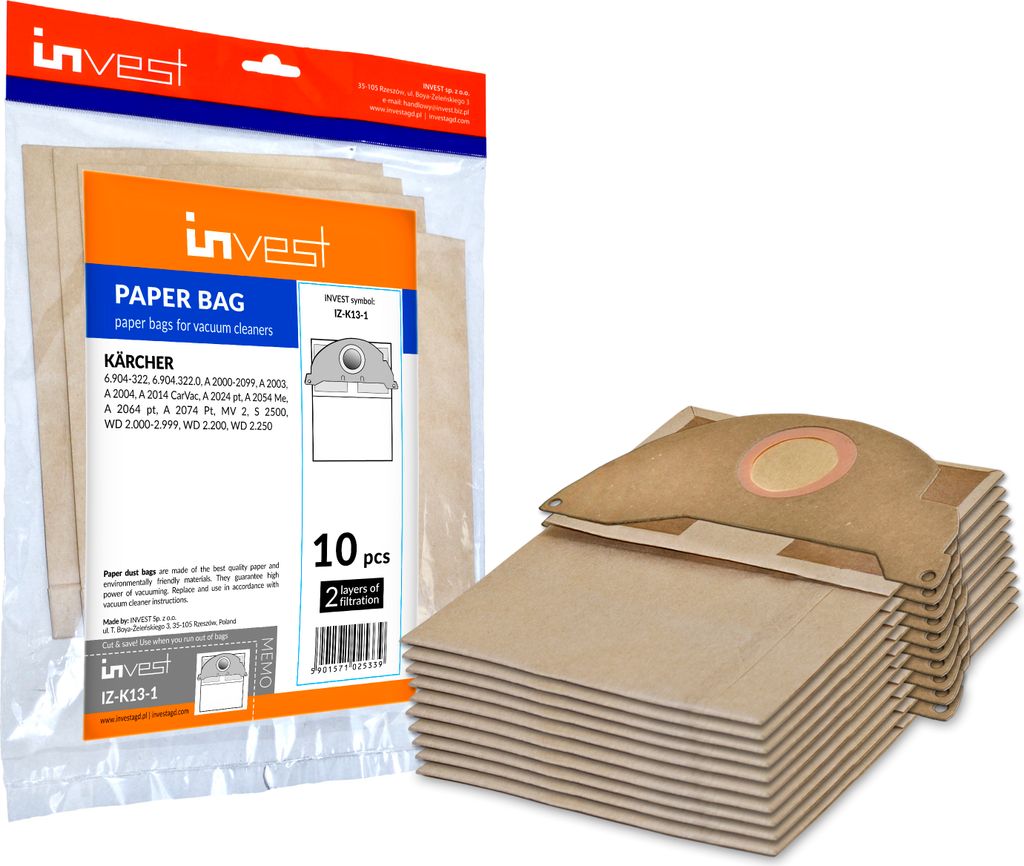 20x Bolsa Aspiradora Reemplaza Kärcher 6.904-406 Para Kärcher - Papel | 888302343