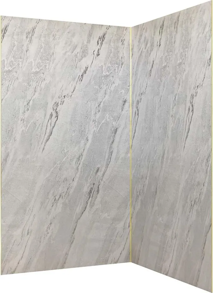 Rénovation Douche Pack 2 Panneaux Muraux Pierre Artic Storm et Or