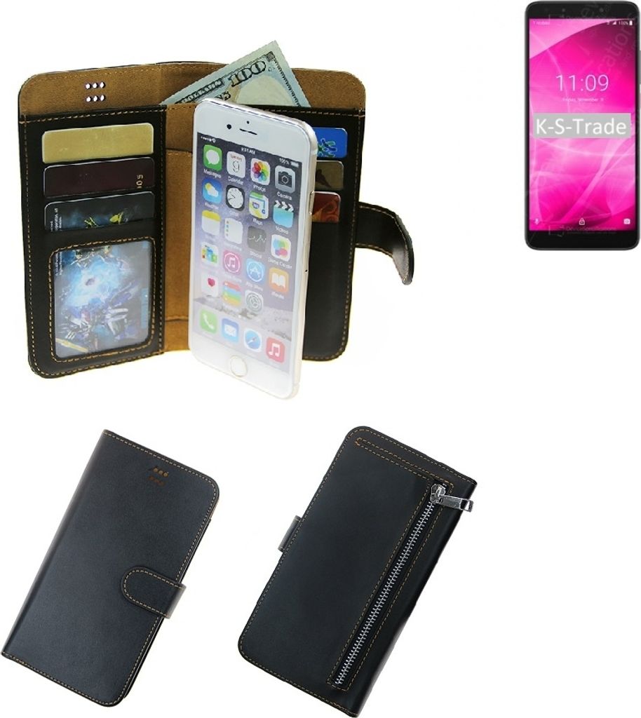 K-S-Trade Schutz Hülle kompatibel mit T-Mobile REVVL 2 Plus Klapphülle Case Phone cover Slim Handytasche Handy Hülle schwarz aus Kunstleder (1 Stk)