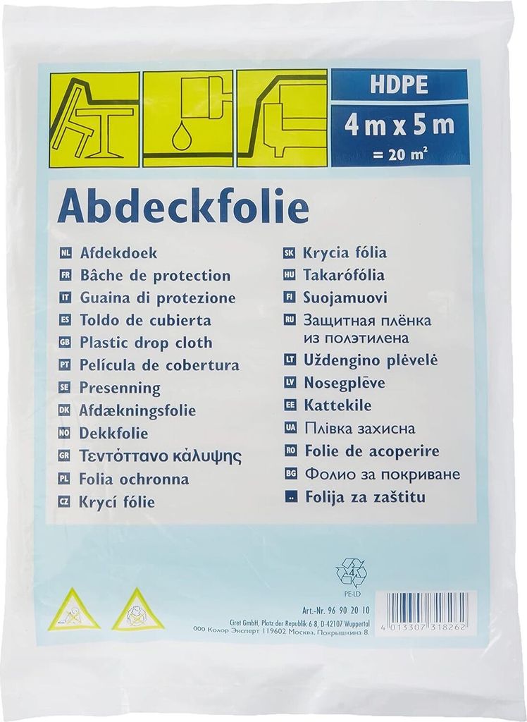 WESTEX Film de protection standard HDPE transparent 4 x 5 m Image du produit 