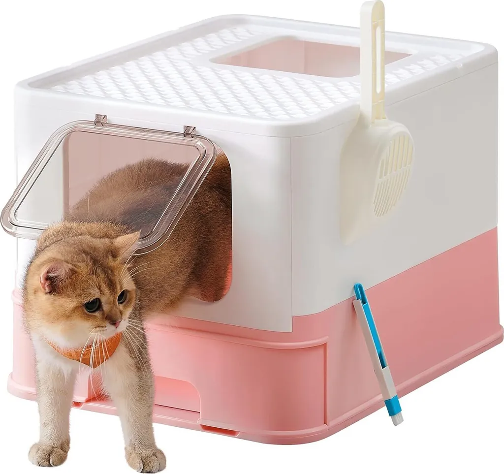 Toilette Chat avec Tiroir Rose : Fini la Litière au Sol et les Odeurs