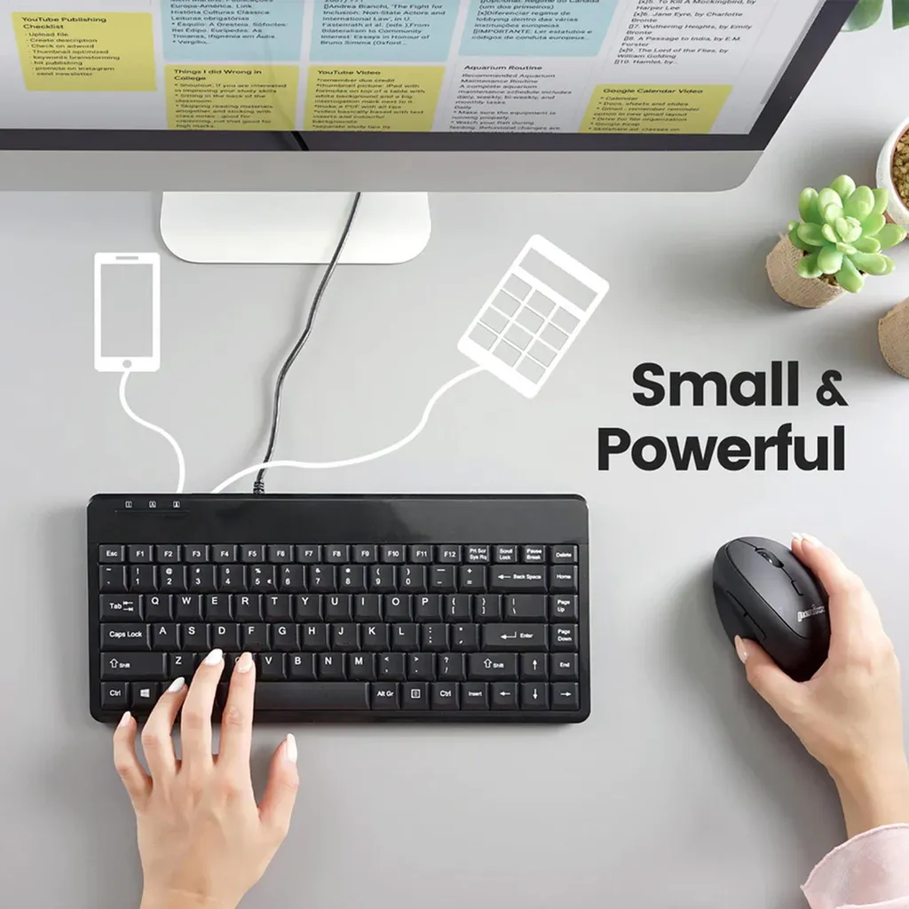 Mini Clavier USB Filaire avec Hub Intégré Perixx PERIBOARD-409 H Noir - 2