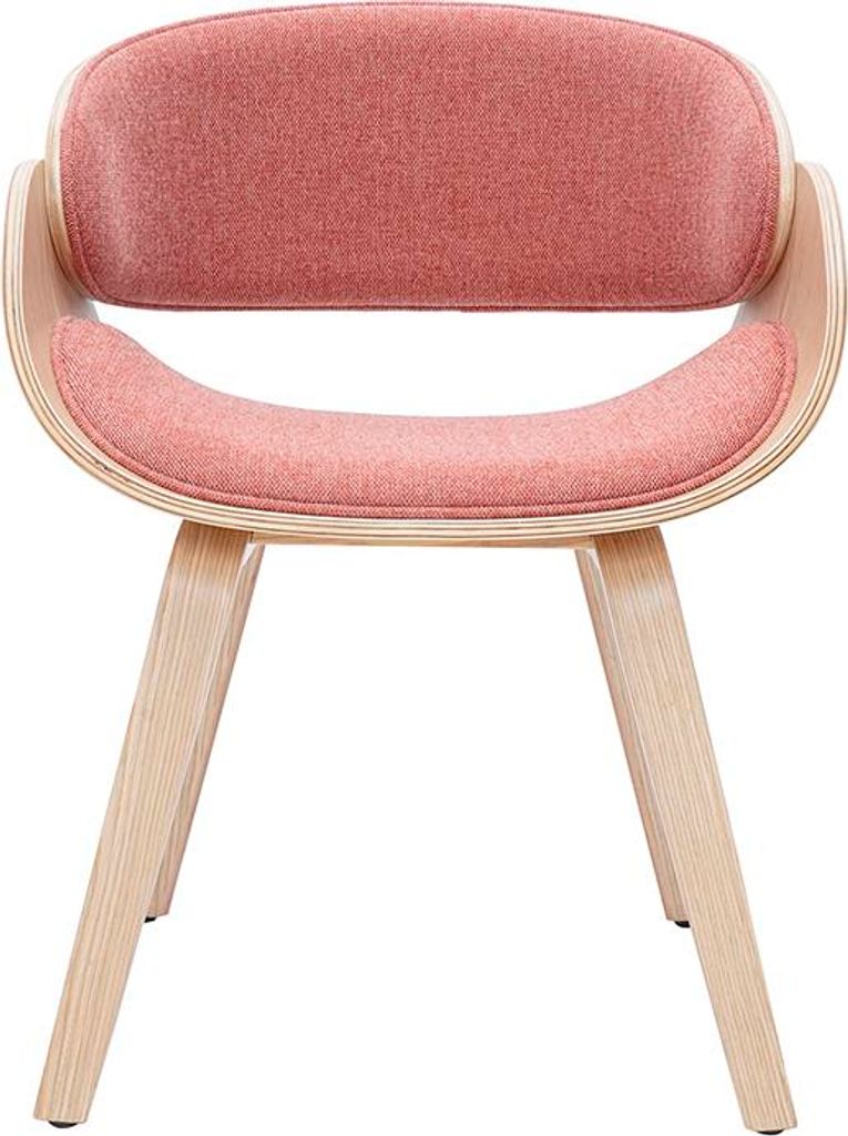 Miliboo - Design-Stuhl aus Samt-Textur-Stoff in Terrakotta und hellem Holz BENT