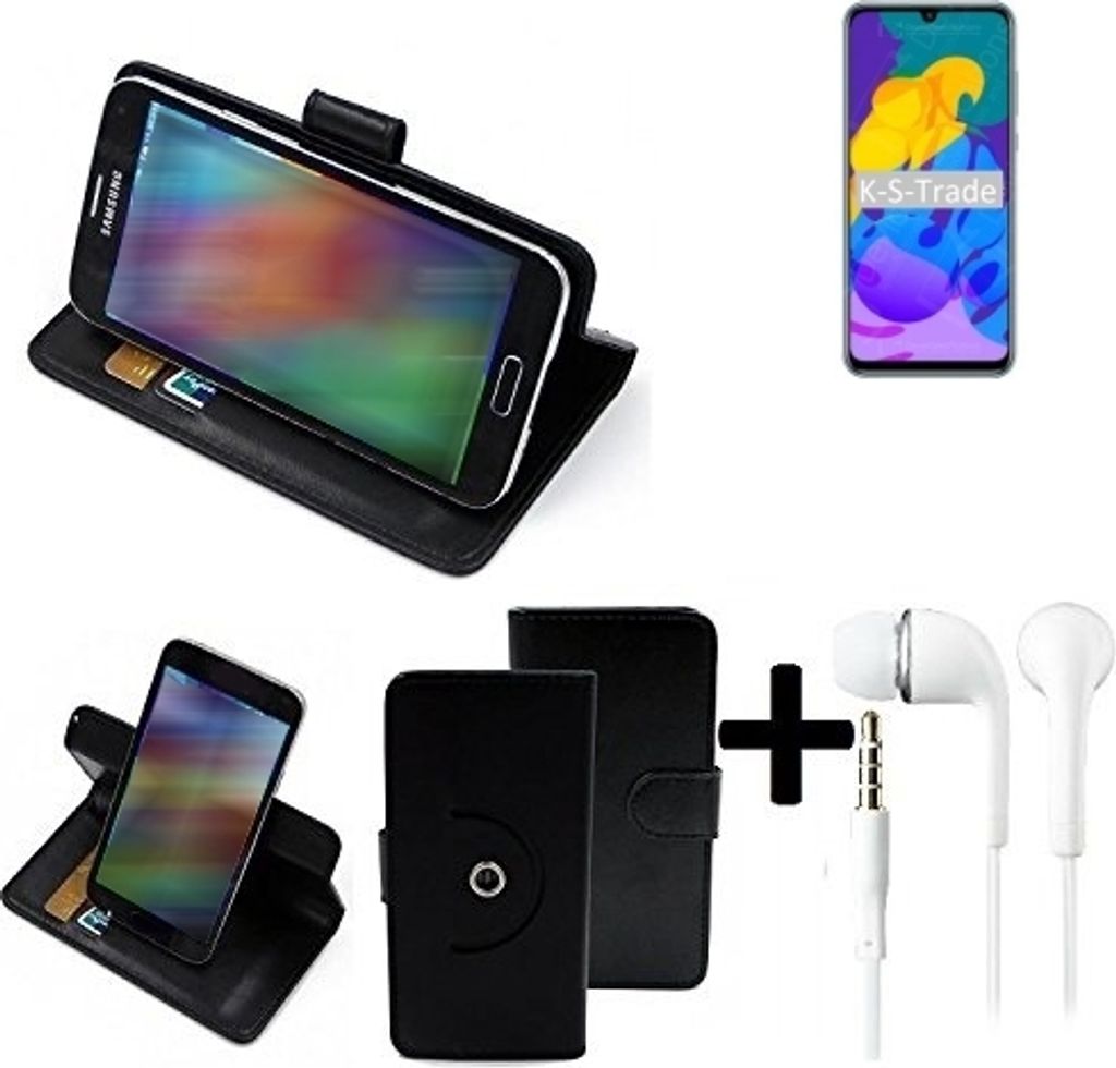 K-S-Trade Handy Hülle Schutz Hülle + Kopfhörer kompatibel mit Huawei Honor Play 4T Pro Handyhülle Flipcase Smartphone Cover Handy Schutz Tasche