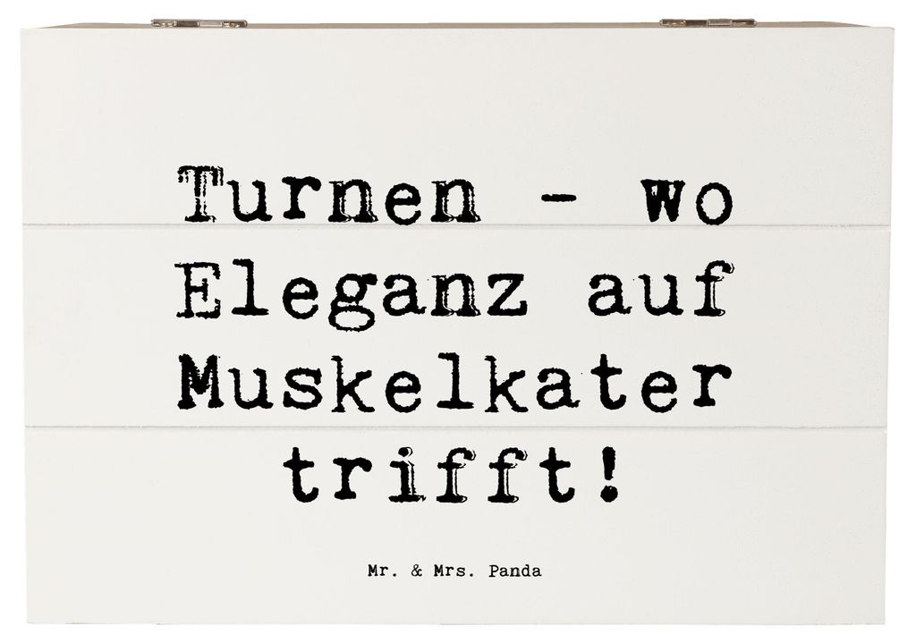 Mr. & Mrs. Panda Box Spruch Turnen Eleganz 22 x 15 cm - Weiß - Geschenk, Teamsport, Sportler, Gemeinschaft, fotobox, Schatzkiste, Kiste, mit Decke...