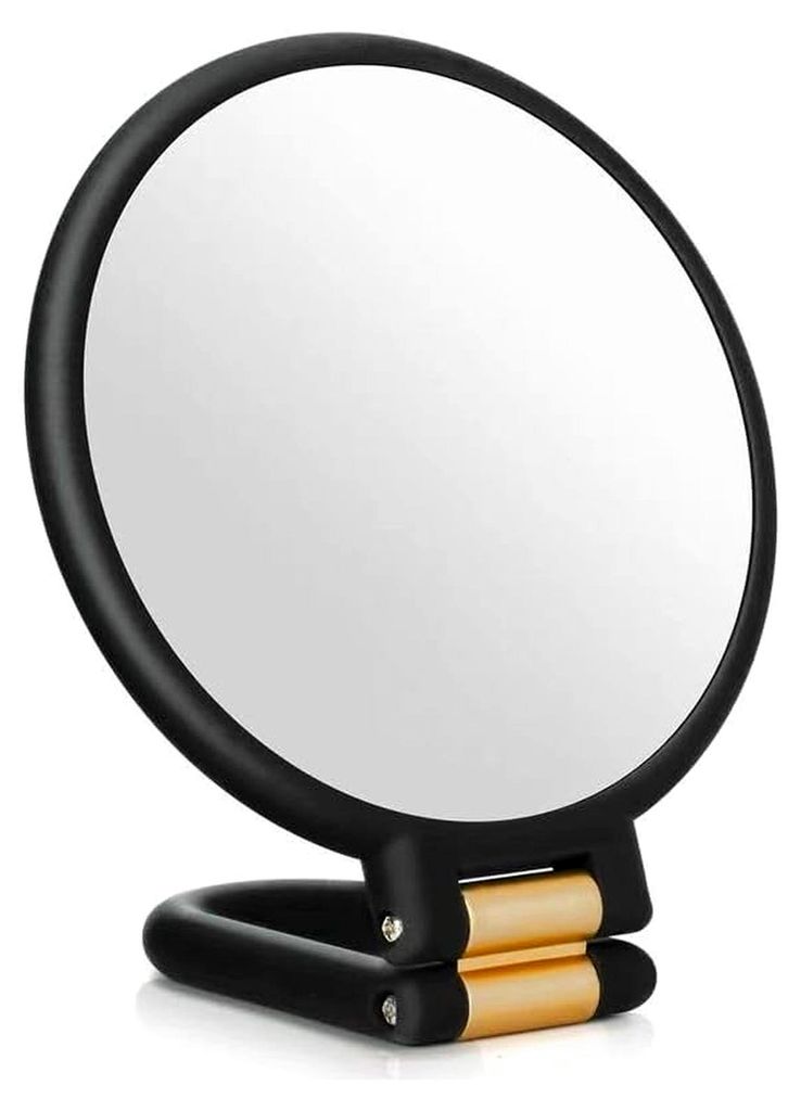 Handspiegel mit 40-facher Vergrößerung und Griff, doppelseitig, 40 x / 1 x Vergrößerung, ideal für Reisen, faltbar und tragbar für Make-up un...