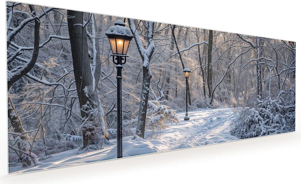 Küchenrückwand Spritzschutz Glas mit Motiv Verschneiter Waldweg 40 x 40 cm