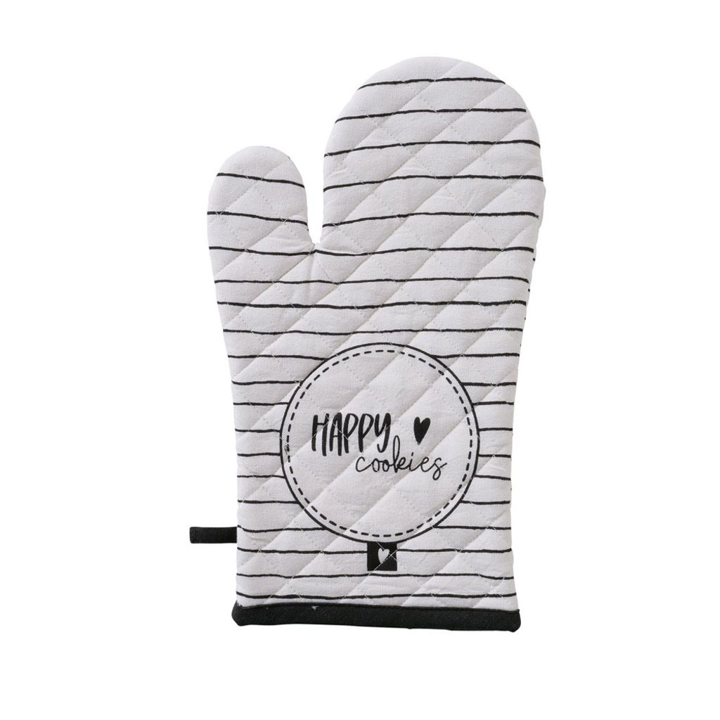 Ofenhandschuh COOKIES schwarz weiß Topflappen - HAPPY COOKIES mit Streifen
