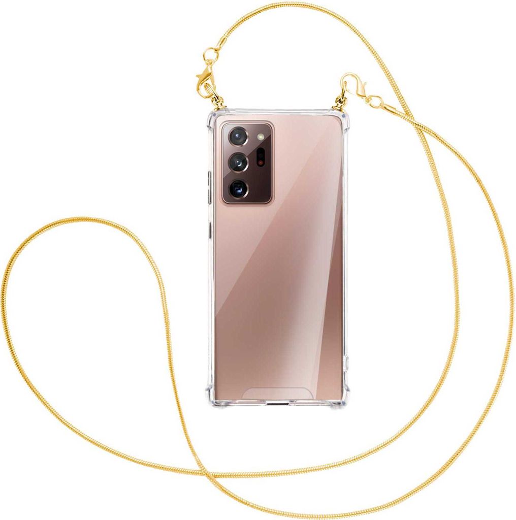 Handykette Backcover-Schutzhülle mit Band (Metall goldfarben) für Samsung Galaxy Note 20 Ultra - goldfarbene Kette Snake