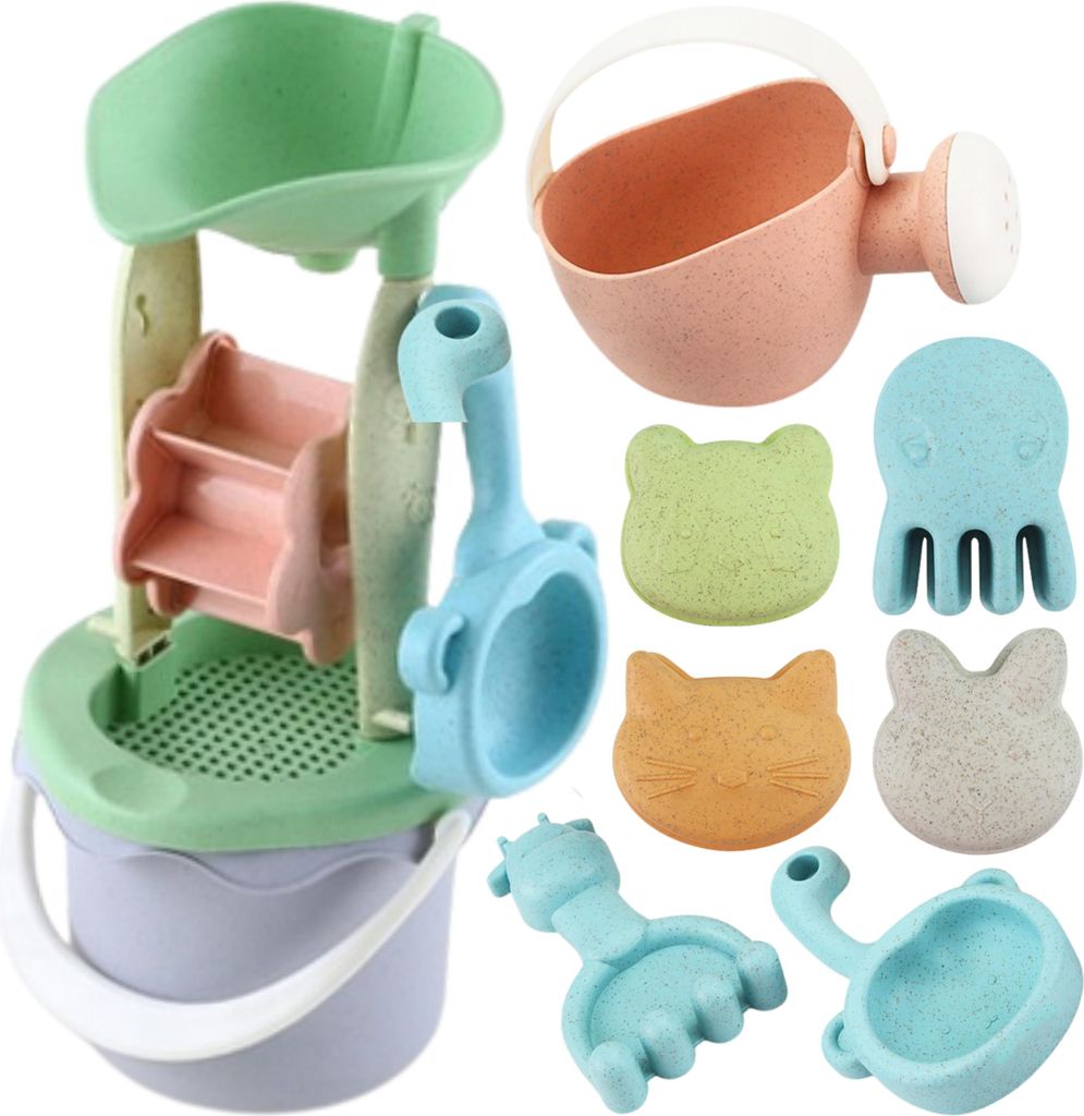 WOOPIE GREEN Set di sabbia in secchio con bobina 9 pz. Immagine del prodotto 
