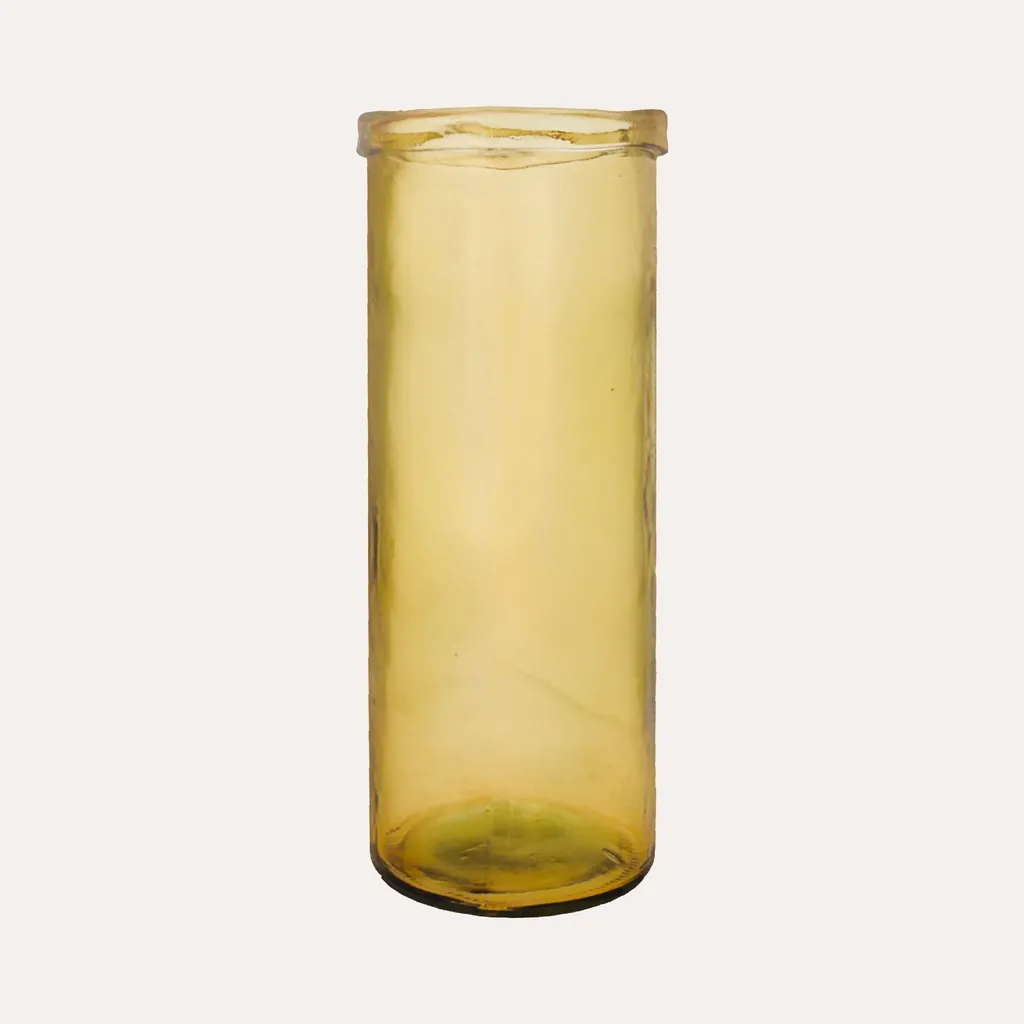 Vase en verre jaune pour décoration de salon et bouquet de grande taille