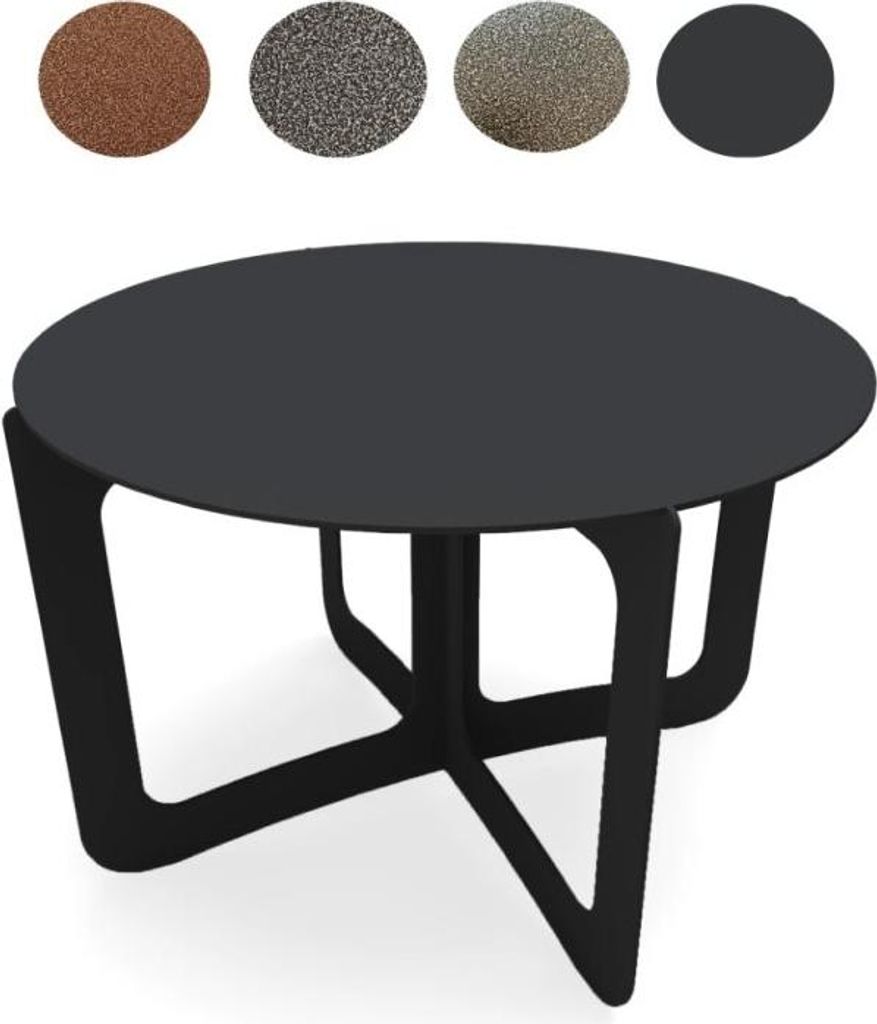 Wohnzimmertisch Couchtisch Metall pulverbeschichtet Beistelltisch innen außen , Farbe:Schwarz 46cm