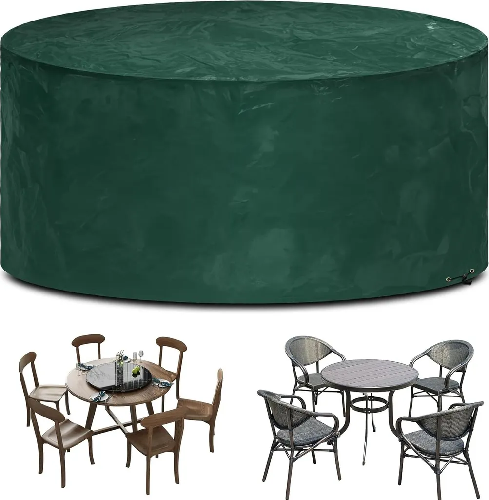 Protéger sa table de jardin ronde : Housse imperméable Ø 163 x 71 cm