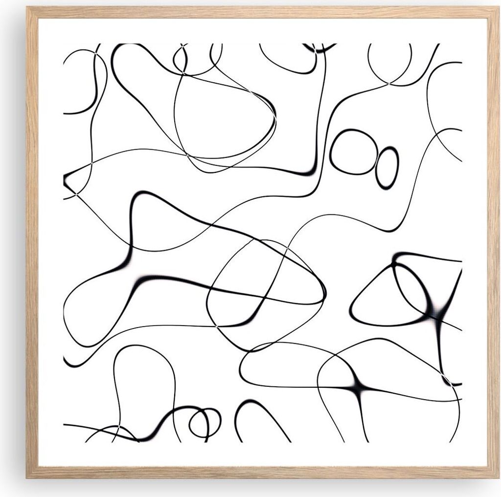 Gerahmtes Poster - Rahmen in heller Eiche - Linie nichts Muster - 60x60 cm - Wand Bild - Wanddeko - Wandbilder - Kunstposter - Wandposter - Bilderr...
