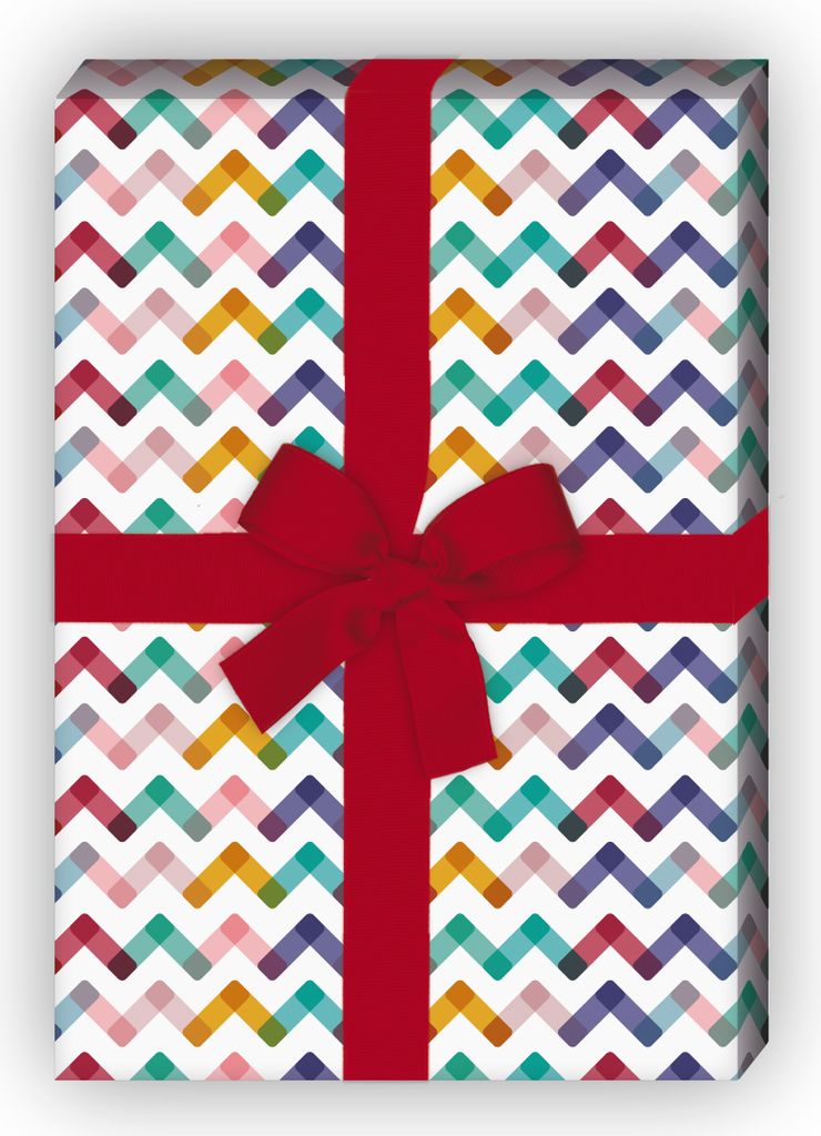 Kunterbunte Designer Geschenkpapier mit modernem Zickzack, lila - G8669, 32 x 48cm