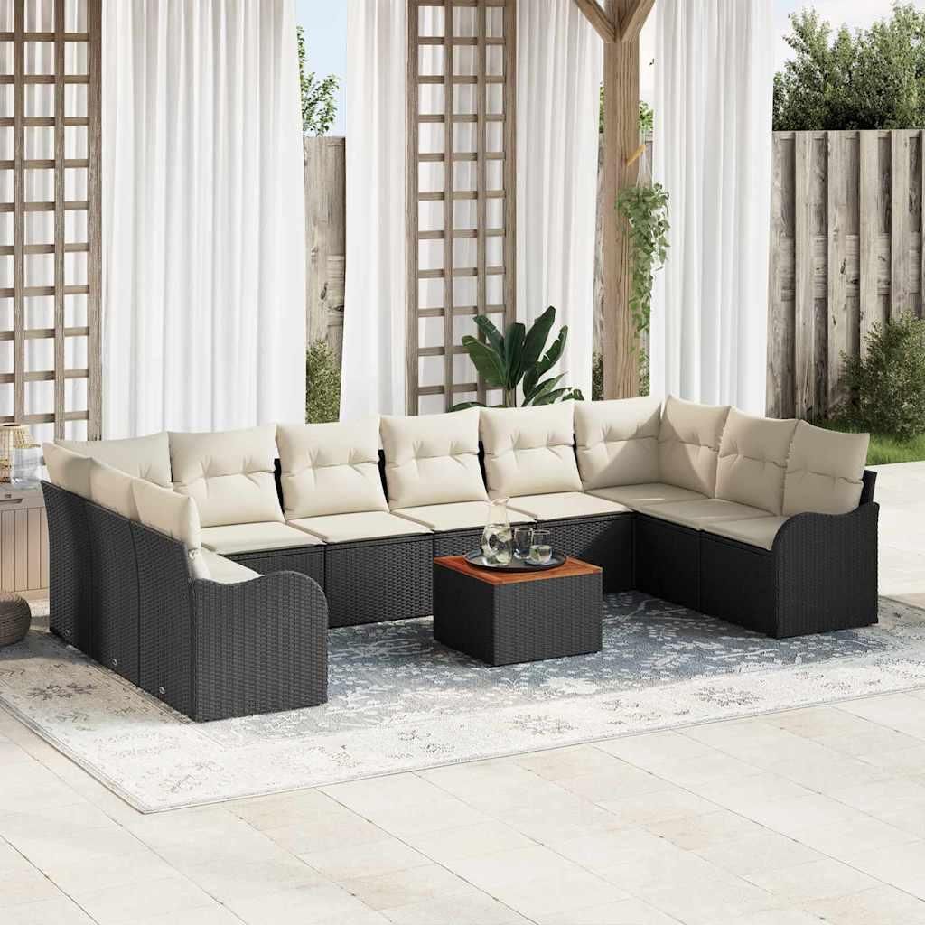 Maison Exclusive - Gartensofa-set mit Kissen 11 pcs Schwarz Poly-Rattan