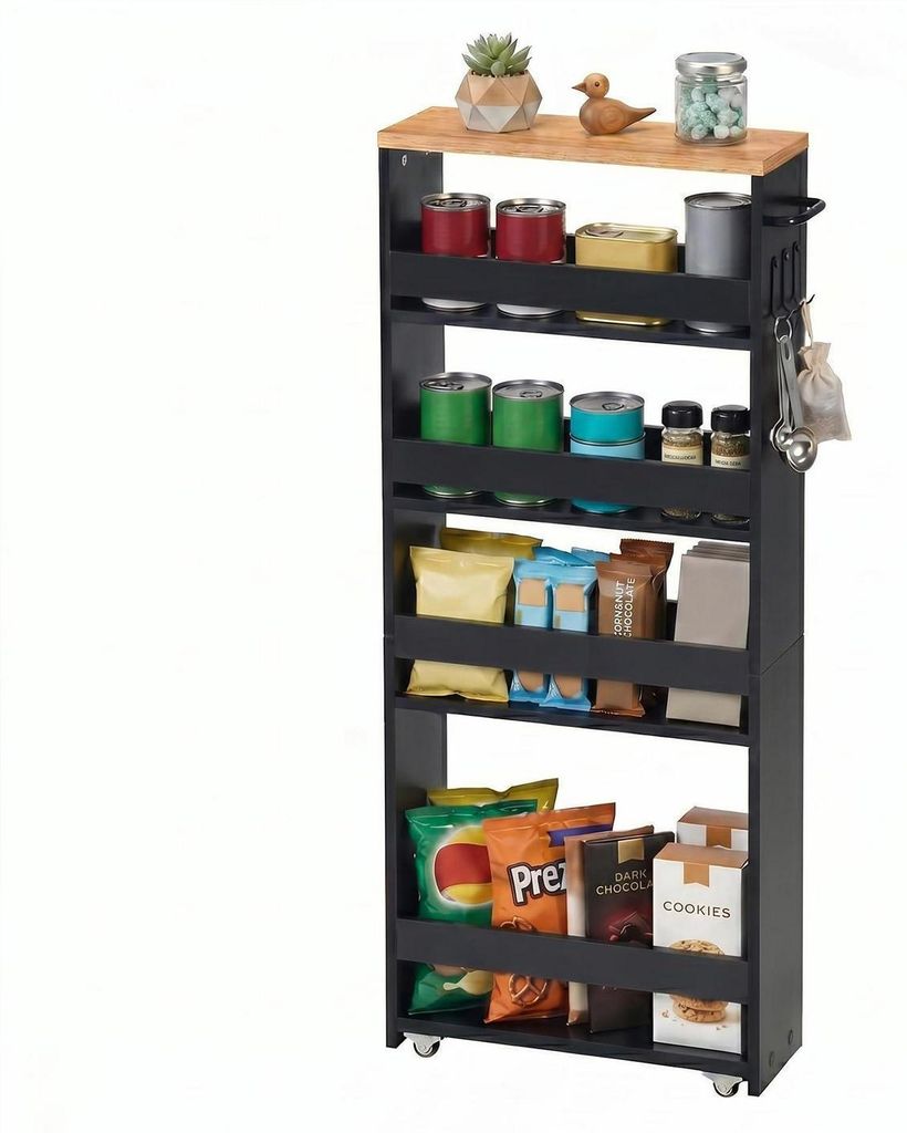 Mobilní vozík, rozměry 40x15x100 cm, černý + barva dubu, 5 Obrázek produktu 