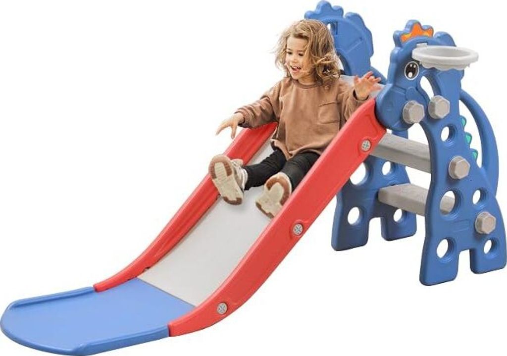 VA-Cerulean Kinder Freistehende Rutsche 3 in 1 Klettergerüst, Kinderrutsche Basketballkorb Kinder Rutsche for Indoor und Outdoor ab 1 Jahr, Garten...