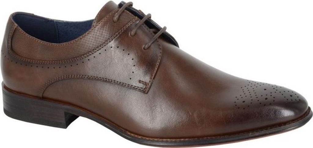 Goor Herren Schnürhalbschuhe mit Lochmuster DF1750 (41 EU) (Dunkelbraun)