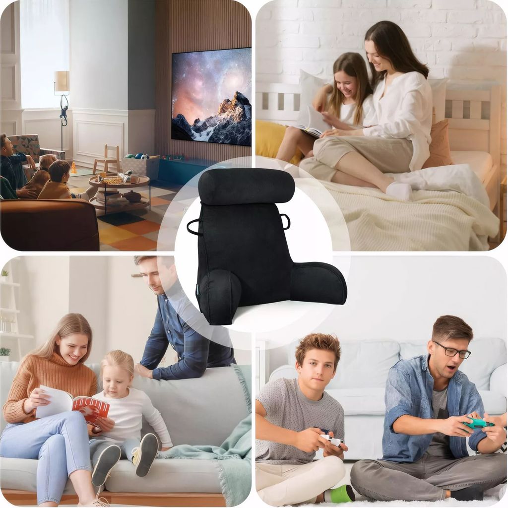 Coussin de lecture moelleux en peluche avec accoudoirs, soutien lombaire pour enfants, adolescents, adultes, assis dans le lit/canapé