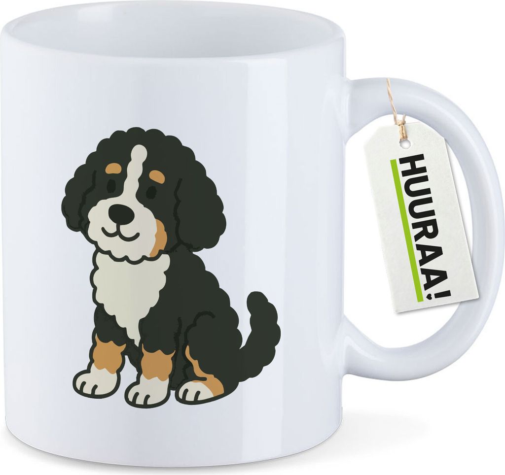 Huuraa Kaffeetasse Bernedoodle Comic Berniepoo 330ml Weiß Keramik Kaffeebecher Geschenkidee