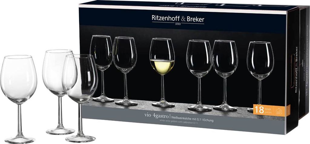 Ritzenhoff & Breker Vio Weißweingläser, 18-tlg., Weißweinglas, Weinglas, 100 ml, 818413