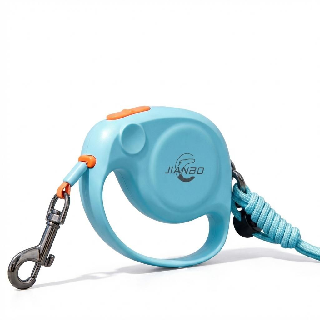 Mini Rollleine für Hunde 2m - Blaues Elefanten-Design, ausziehbar & robust