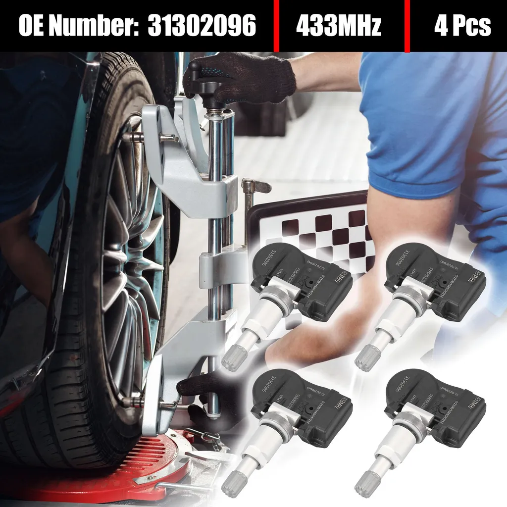433MHz Capteur TPMS 31302096 pour Volvo S60 V60 XC60 - Lot de 4 Pièces