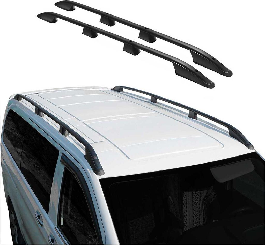 Dachreling Dachgepäckträger für VW Caddy 2010-2015 L2 Langer Alu Schwarz