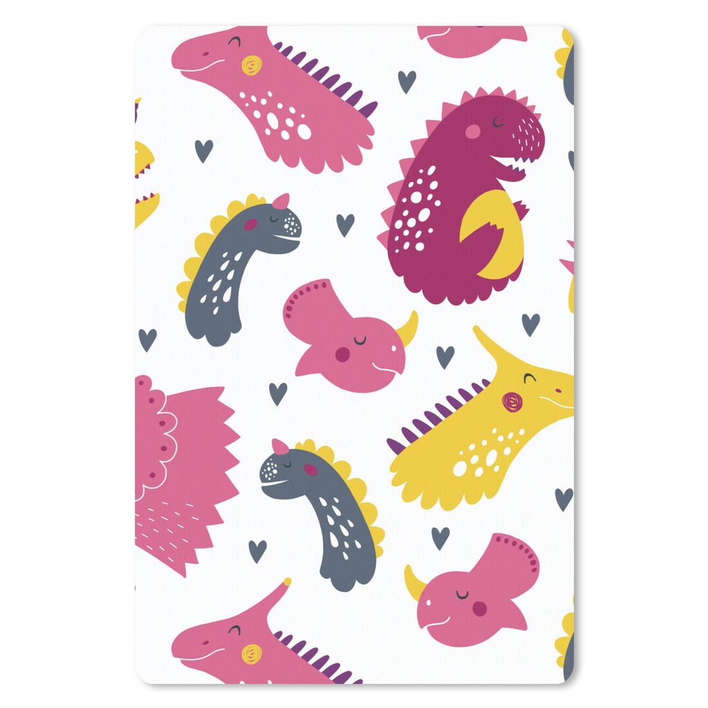 MuchoWow Mauspad Mousepad Dino - Muster - Kind - Rosa - Mädchen 40x60 cm - Mousepads - Maus Mat - Pad - Mausunterlage - Schreibtisch Accesoire