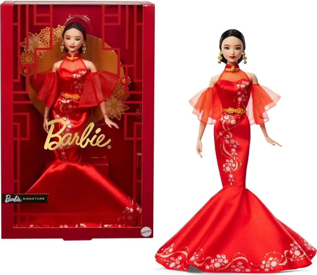 Poupée de Collection Barbie Nouvel An Lunaire avec Robe Chinoise Chic