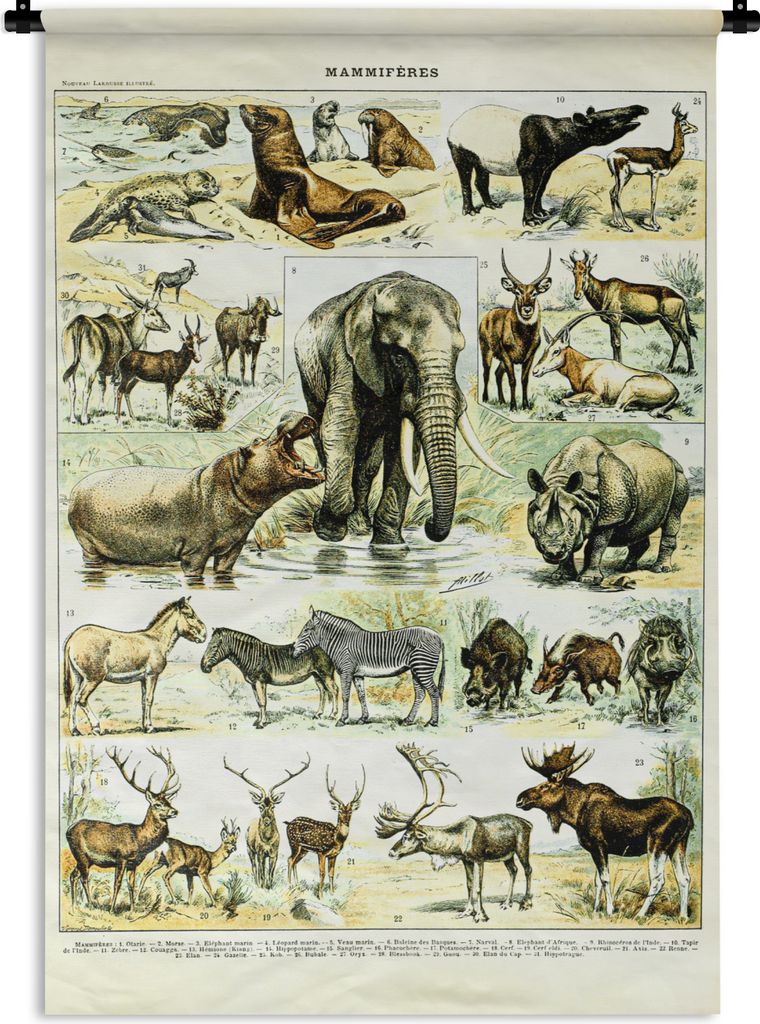 MuchoWow Wandteppich Wandbehang Tiere - Elefanten - Hirsche 120x180 cm Tapisserie Dekoration Wandtuch - Schlafzimmer - Dekorationen für das Haus